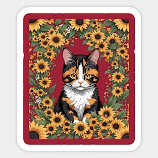 Maryland Calico Cat And Black Eyed Susan Flowers 1 Sticker